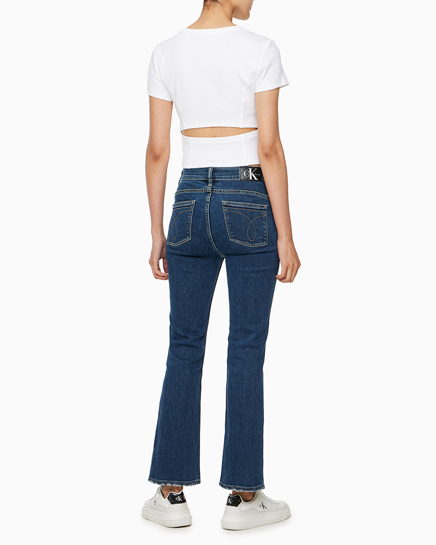 Tシャツ・カットソー ^ ^ Here White Lip Open Back Crop Top J224341 YAF CalvinKleinJeans Women's Lip Open Back Crop Short-Sleeved T