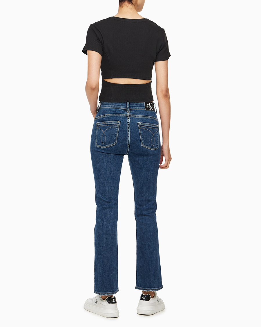 Tシャツ・カットソー   Here Black Lip Open Back Crop Top J224341 BEH J Women's Denim-look T-shirt with wrap ties | Black | Diesel