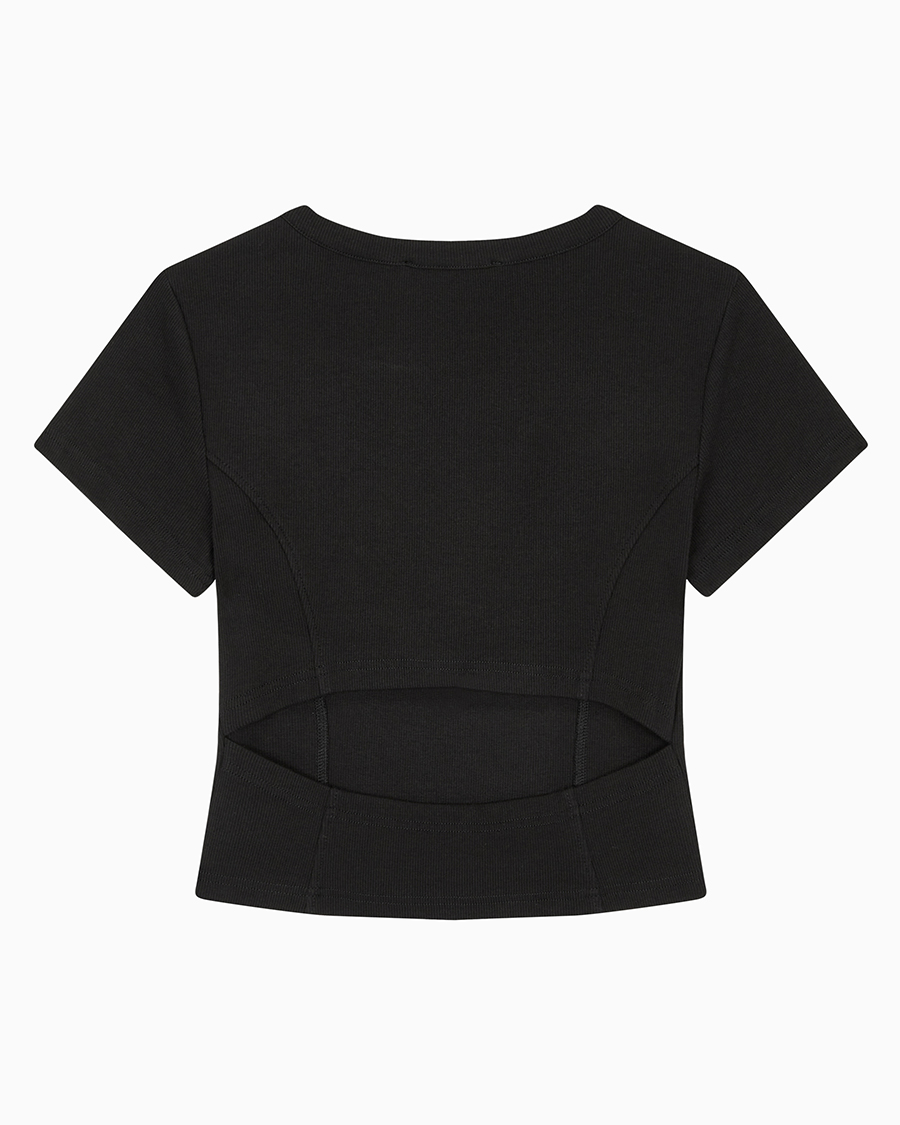 CalvinKleinJeans Women's Lip Open Back Crop Short-Sleeved T