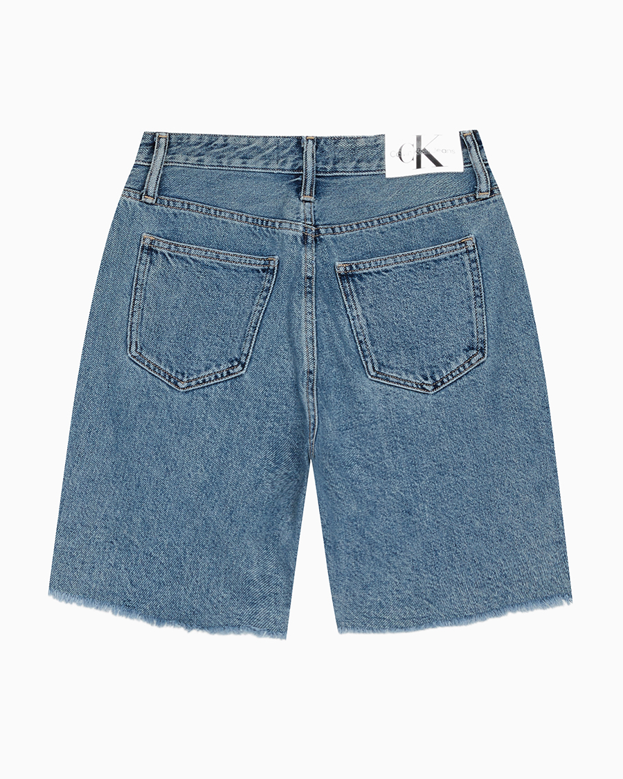 Calvin Klein Jeans]Women's Mom Fit Mid Blue Denim Shorts